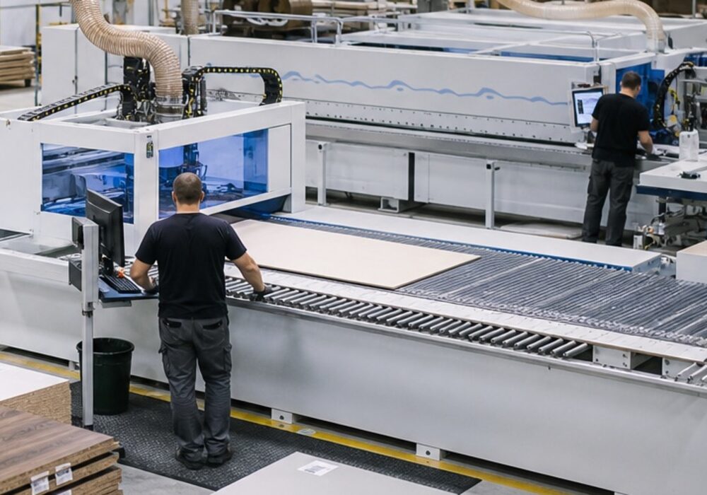 CNC panel processing equipment in operation